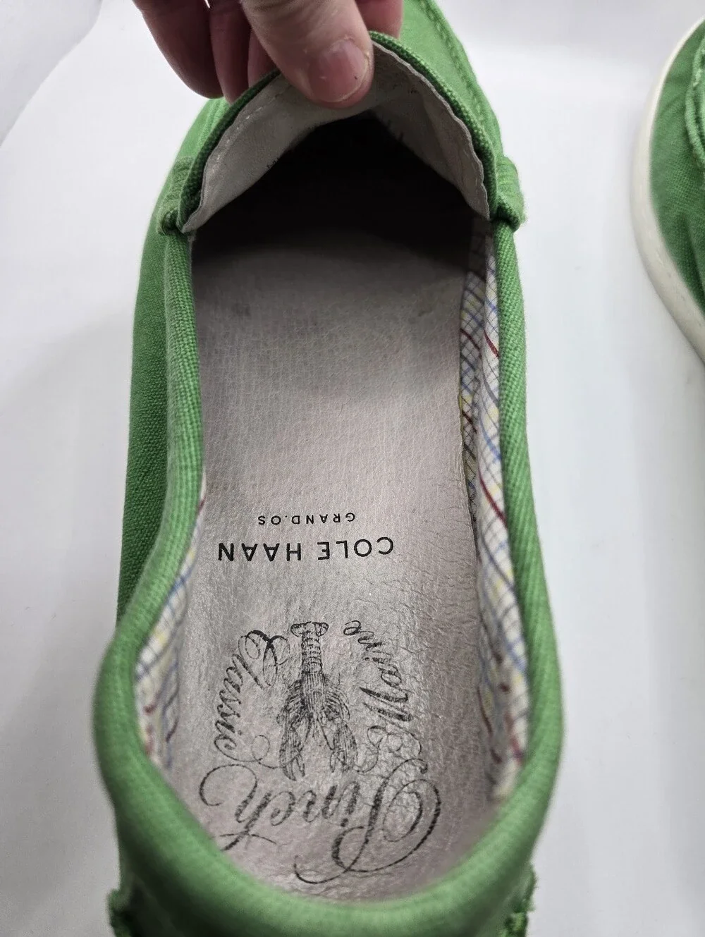 Cole Haan Green Canvas Penny Loafers/boat Shoes. Gently Worn. Preppy. Mens 12
